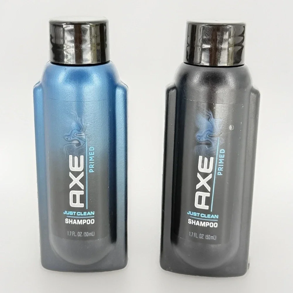 AXE Primed Just Clean Travel Size Shampoo Lot 7 Bottles w/ Mesh Bag 1.7 oz Rare